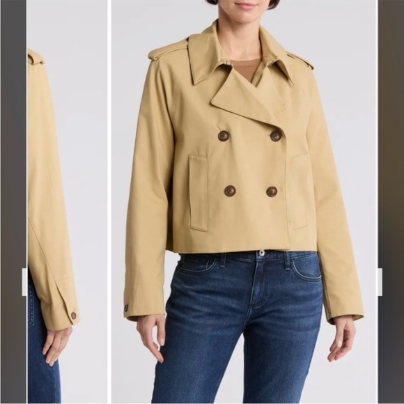 rag & bone Talia Crop Trench Jacket in Khaki Size L - Picture 4 of 11